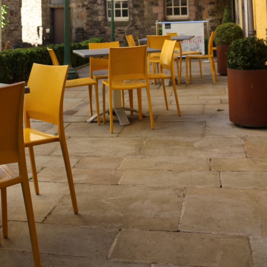 Outside seating area at the museum of Edinburgh