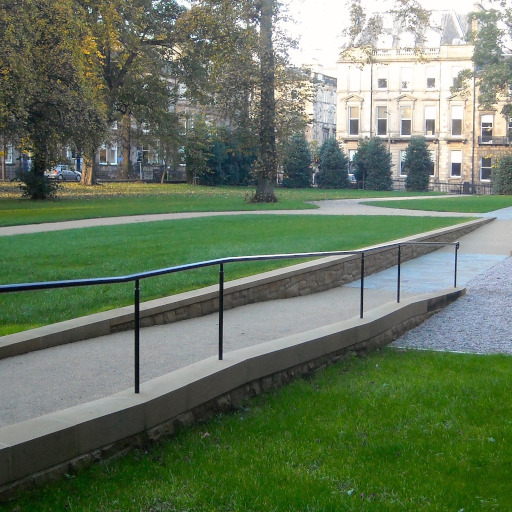 Walkway with handrail in St Mary's Cathedral grounds